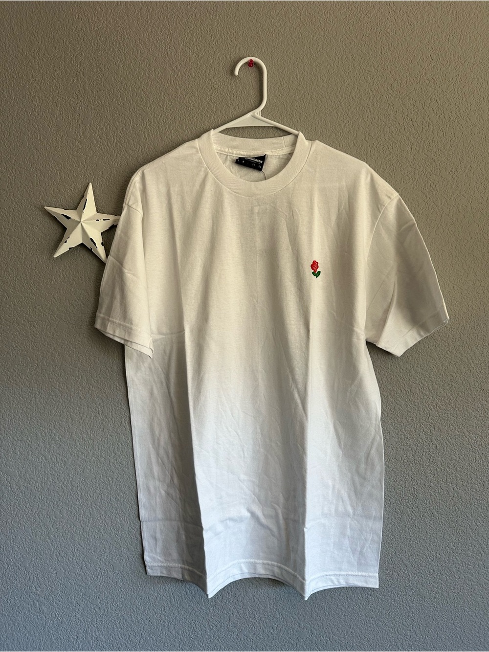 The Hundreds x Rosewood LA White Short Sleeve Tee with Small Red Rose